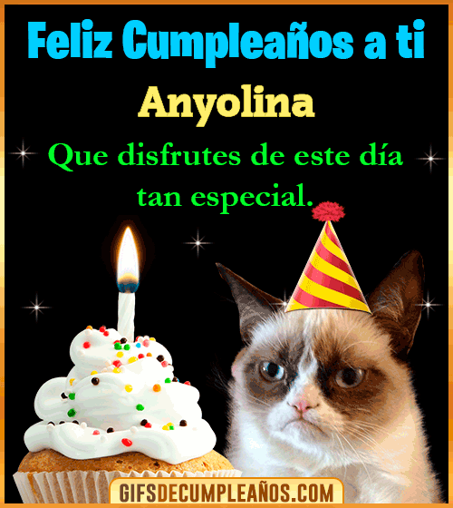 Gato meme Feliz Cumpleaños Anyolina