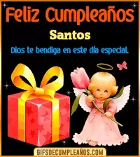 GIF Feliz Cumpleaños Dios te bendiga en tu día Santos