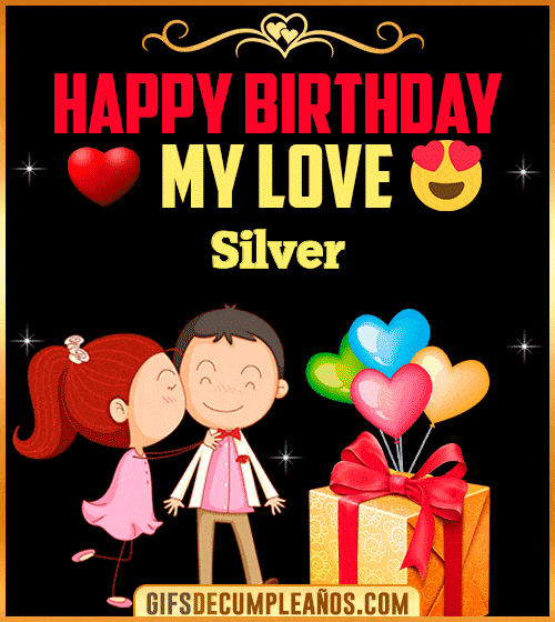 Happy Birthday Love Kiss gif Silver